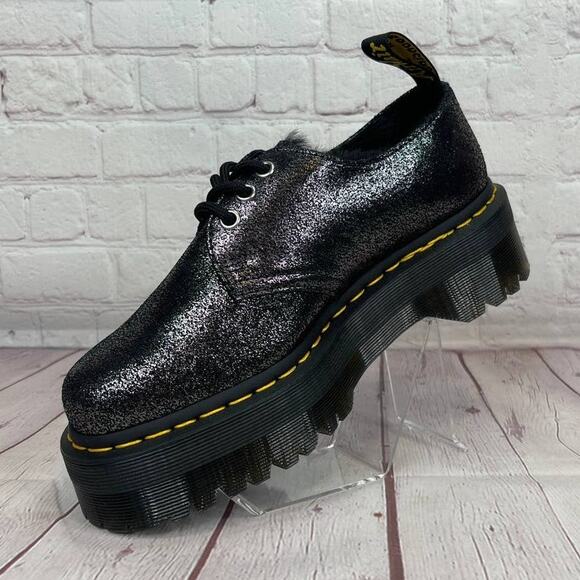 Dr. Martens 1461 Quad Faux Fur Lined Metallic Platform Derby Shoes Women's Sz 7 - Picture 5 of 11